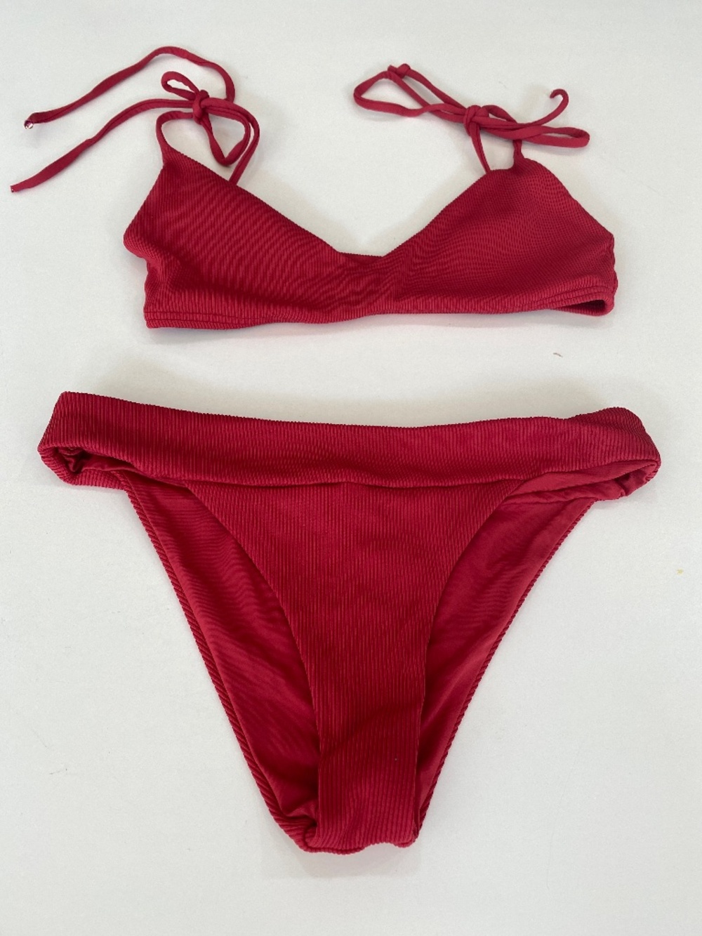 L space ribbed bikini xs top s bottoms berry pink